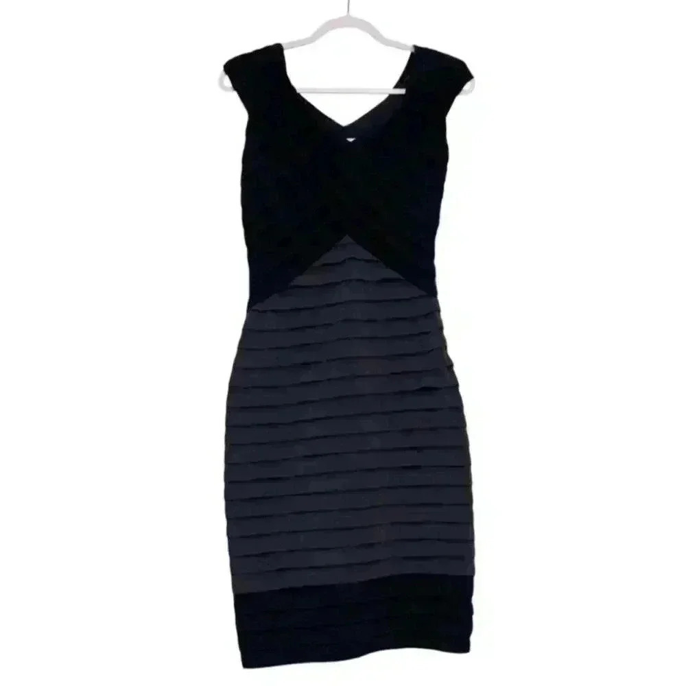 Joseph Ribkoff Dress Size 8 Ruffle Layered Stretch Career Party Cocktail Formal